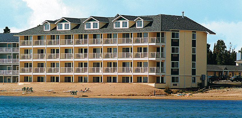 Beach View of the Clarion Hotel Beachfront, Mackinaw City