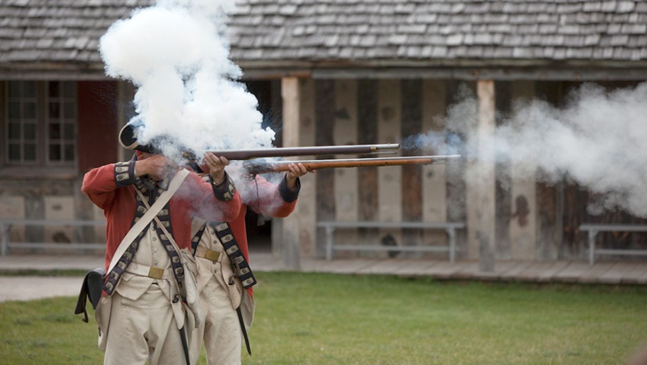 Gunfire at Fort Michilimackinac in Mackinaw City, Michigan